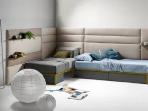 Letto singolo sommier con Pannelli Wall in tessuto di Bside