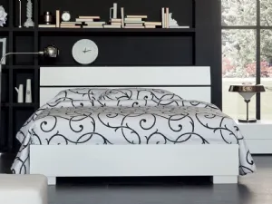 Letto in legno laccato Bianco con testiera e contenitore Vanquish di Oggioni