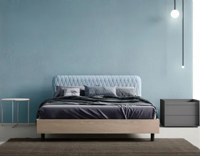 Letto Wing con testiera in tessuto trapuntato di Zalf