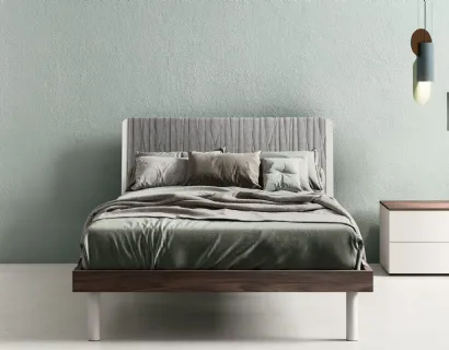 Letto Tablet in nobilitato con testiera rivestibile in tessuto di Zalf