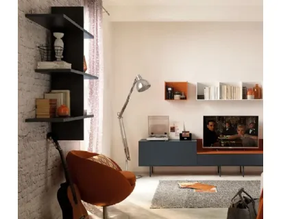 Libreria sospesa laccata Grafite Outline LV103 di Moretti Compact