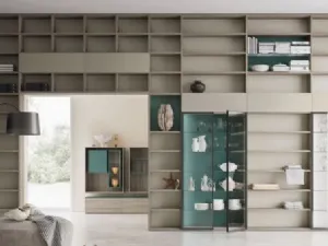 Libreria M-01 in legno con vetro trasparente di Marka Total Living