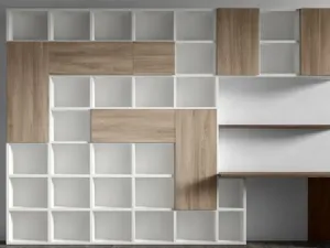 Libreria RF510 Time divisoria a muro in legno laccato di Marka Total Living