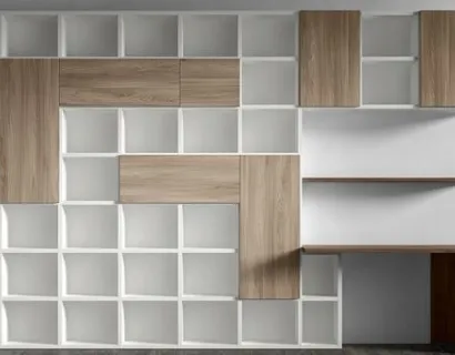 Libreria RF510 Time divisoria a muro in legno laccato di Marka Total Living