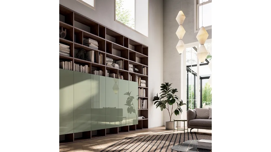 Libreria Speed Componibile in legno e laccato lucido di Dall'Agnese