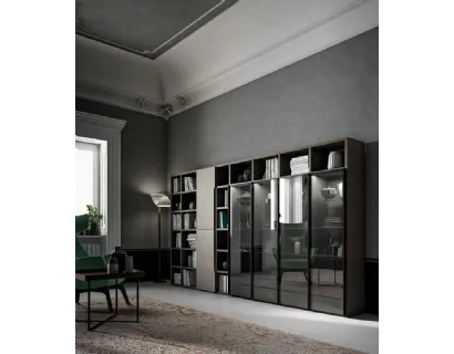 Libreria a muro Speed Up 04 in effetto Resina Dark Grey di Dall'Agnese