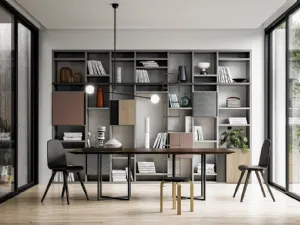 Libreria a muro Speed Up 05 in laccato Dark Grey, terracotta, Piombo e finitura Rovere di Dall'Agnese