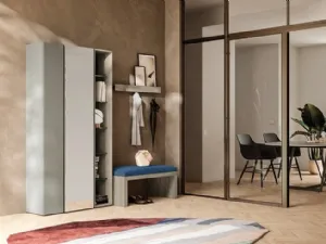 Mobile ingresso in laccato e melaminico con specchiera Sessanta 06 di Birex