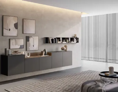 Mobile sospeso Living Time in laccato opaco di Arredo3