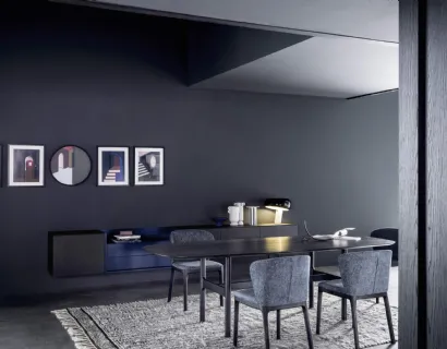 Mobile sospeso Madia Box 18 01 in Rovere Carbone e laccato opaco di Novamobili