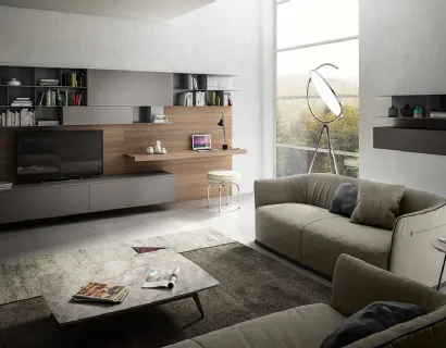 Parete Attrezzata Living 07 in laminato Grigio Londra di Arredo3
