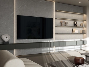 Parete Attrezzata Boiserie in laccato e HPL di Dall'Agnese