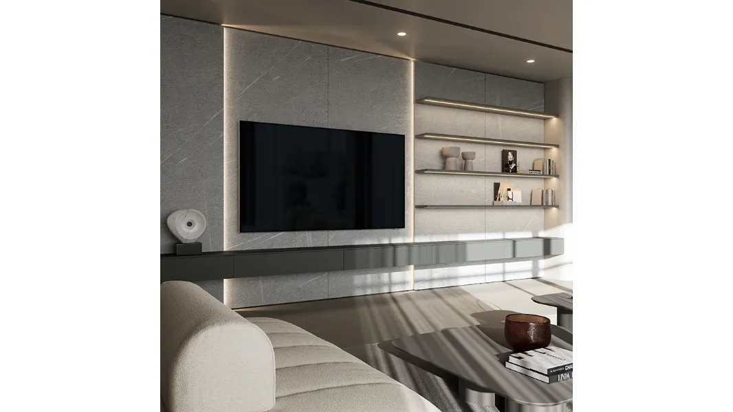 Parete Attrezzata Boiserie in laccato e HPL di Dall'Agnese