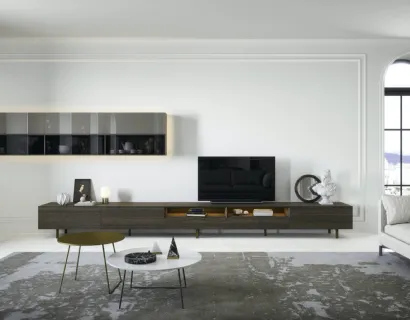 Parete Attrezzata Box 18 Rovere Terra e vetro di Novamobili