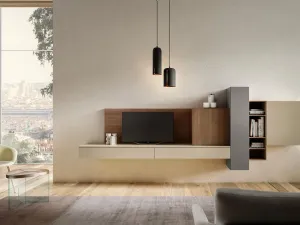 Parete Attrezzata Living 08 in laccato opaco e legno di Arredo3