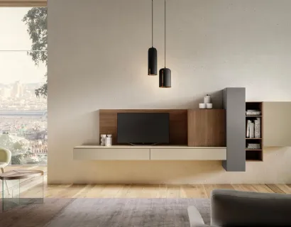Parete Attrezzata Living 08 in laccato opaco e legno di Arredo3