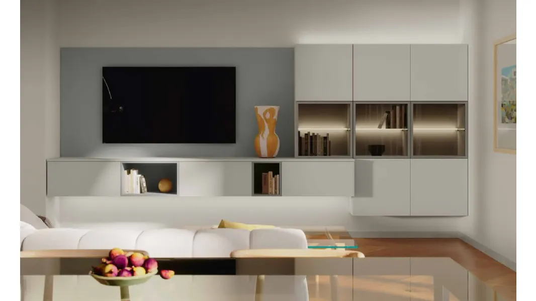 Parete Attrezzata in pet Living MK08 di Gentili Cucine