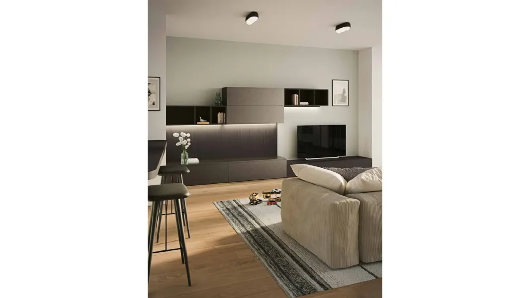 Parete Attrezzata Living MK12-02 in laccato e legno di Gentili Cucine