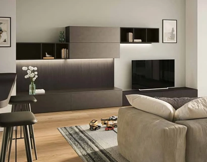 Parete Attrezzata Living MK12-02 in laccato e legno di Gentili Cucine