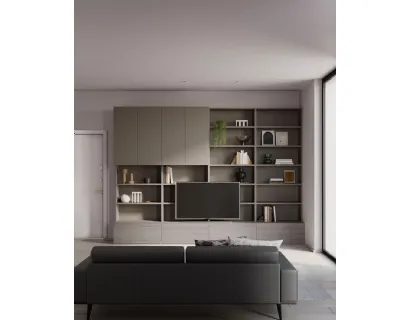 Parete Attrezzata Living Ossidato con libreria di Nardi Interni