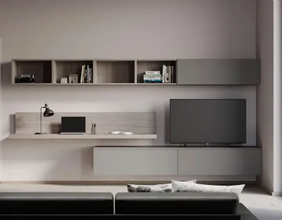 Parete Attrezzata Living Sospesa con Desk di Nardi Interni