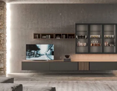 Parete Attrezzata sospesa Living T01 di Gentili Cucine