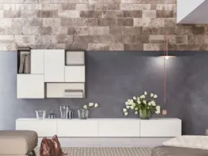 Parete Attrezzata M-04 in legno laccato di Marka Total Living