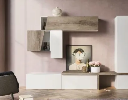 Parete Attrezzata M-22 in legno laccato di Marka Total Living