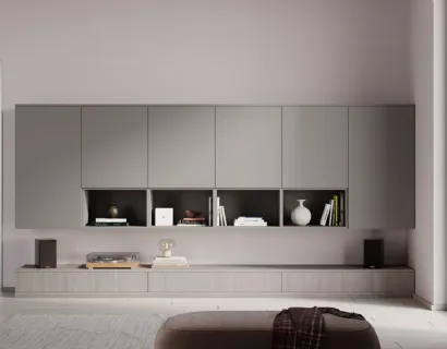 Parete Attrezzata Living in melaminico Grigio e Ossidato Modul Box di Nardi Interni