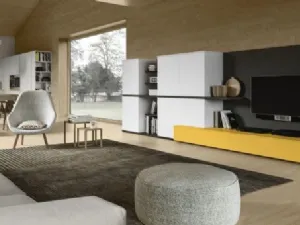 Parete Attrezzata RF106 Day in legno e finiture in antracite di Marka Total Living