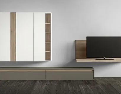 Parete Attrezzata RF107 Day in legno laccato di Marka Total Living