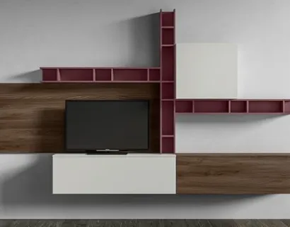 Parete Attrezzata RF108 Day in legno laccato di Marka Total Living
