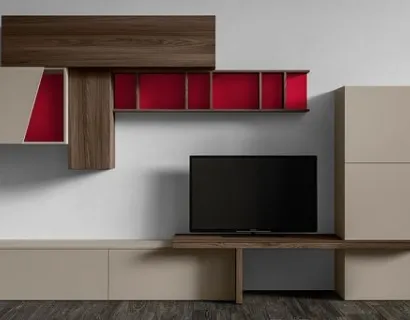 Parete Attrezzata RF111 Day in legno laccato di Marka Total Living
