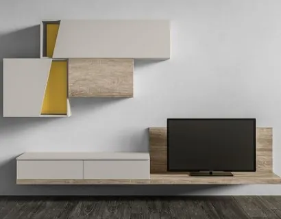 Parete Attrezzata RF112 Day in legno laccato di Marka Total Living