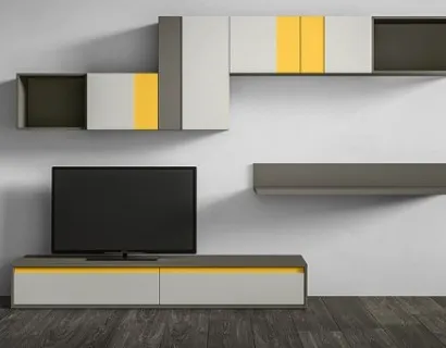Parete Attrezzata RF113 Day in legno laccato di Marka Total Living