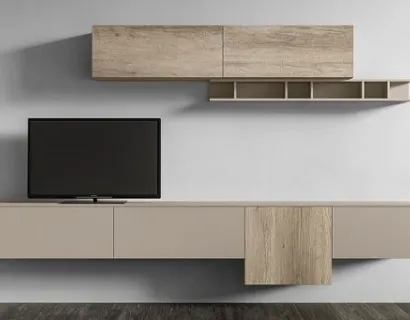 Parete Attrezzata RF114 Day in legno laccato di Marka Total Living