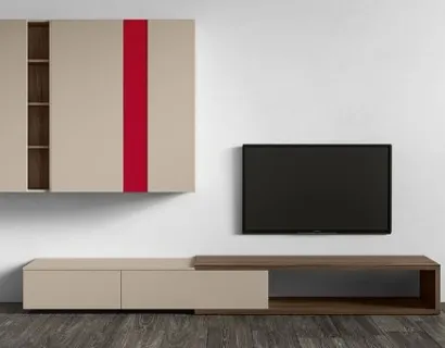 Parete Attrezzata RF115 Day in legno laccato di Marka Total Living