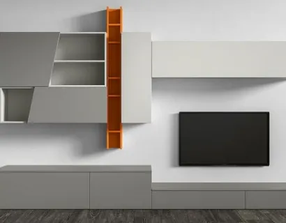 Parete Attrezzata RF116 Day in legno laccato di Marka Total Living