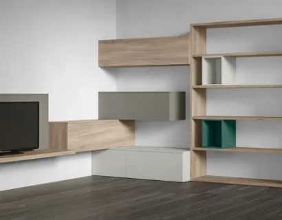 Parete Attrezzata RF118 Day in legno laccato di Marka Total Living