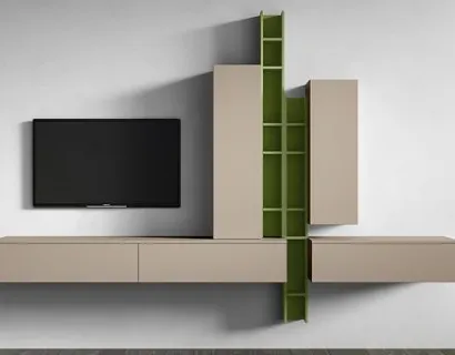 Parete Attrezzata RF119 Day in legno laccato di Marka Total Living