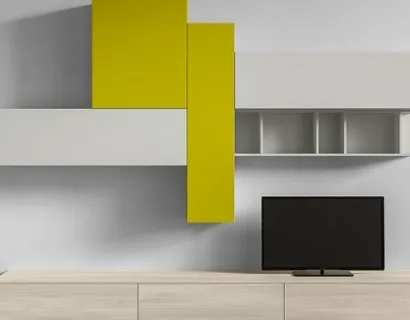 Parete Attrezzata RF121 Day in legno laccato di Marka Total Living