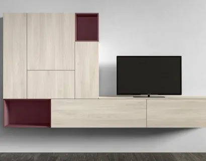 Parete Attrezzata RF122 Day in legno laccato di Marka Total Living