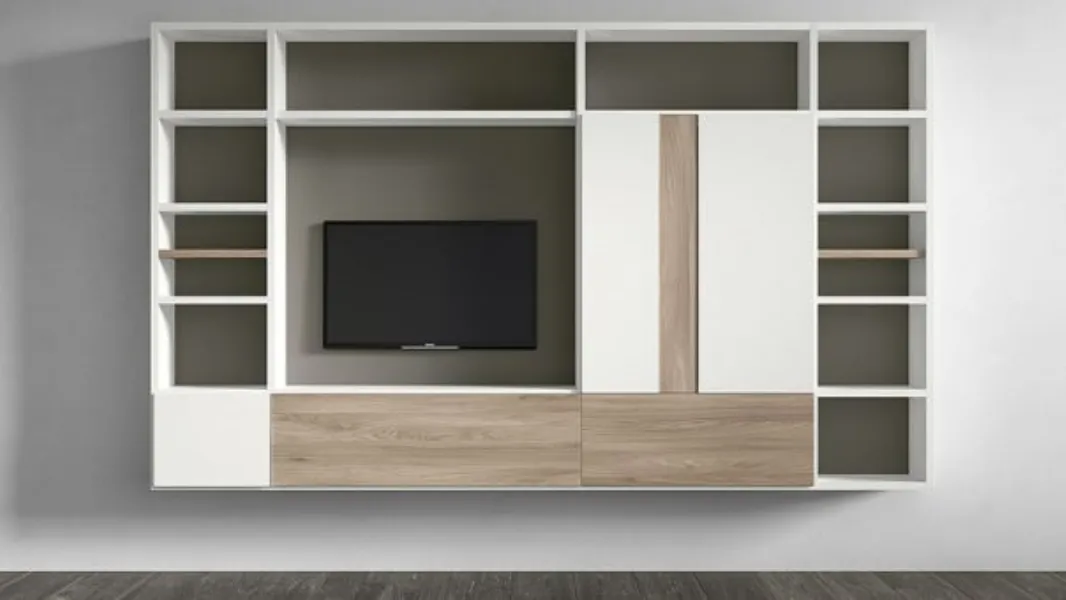Parete Attrezzata RF508 Time in legno laccato di Marka Total Living