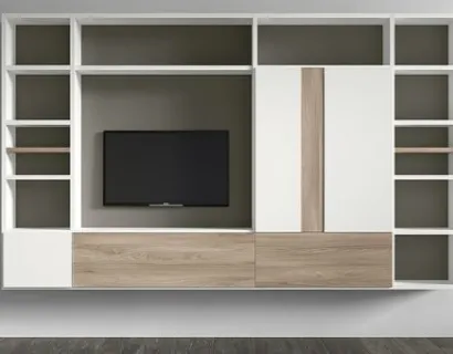 Parete Attrezzata RF508 Time in legno laccato di Marka Total Living