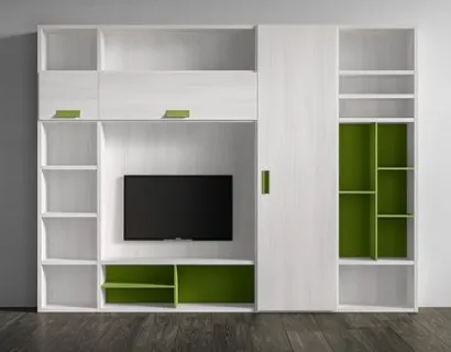Parete Attrezzata RF514 Time in legno laccato di Marka Total Living