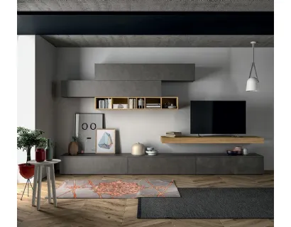 Parete Attrezzata Slim Comp 105 in effetto Resina Dark Grey di Dall'Agnese