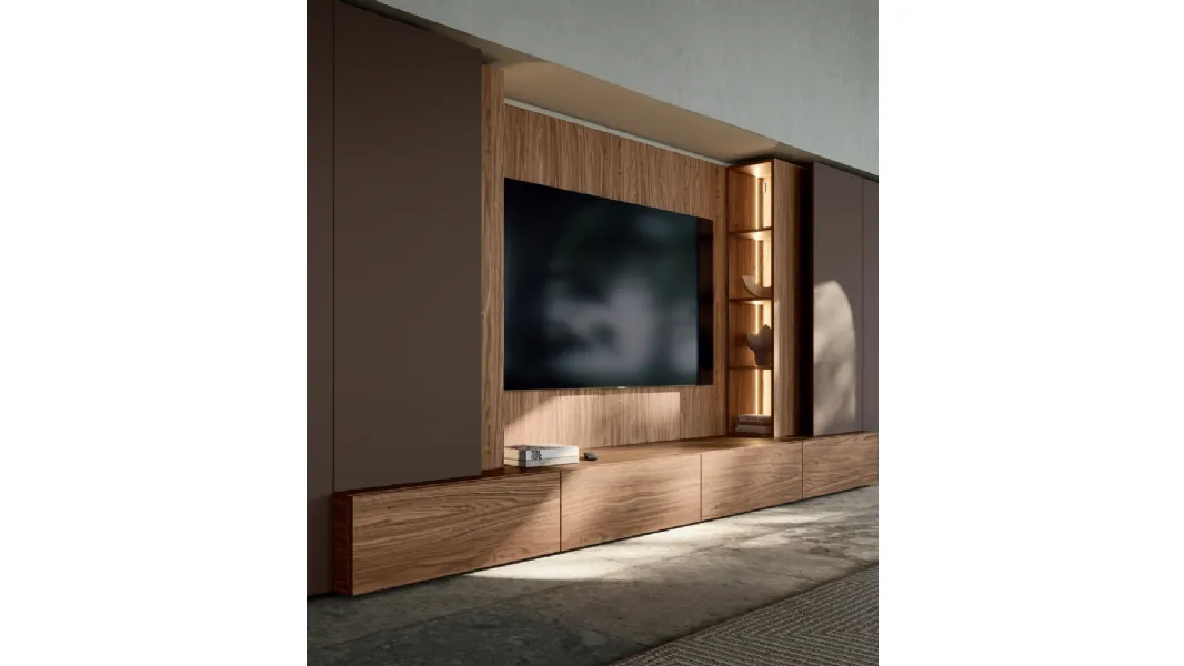 Parete Attrezzata Slim Noce Canaletto di Dall'Agnese