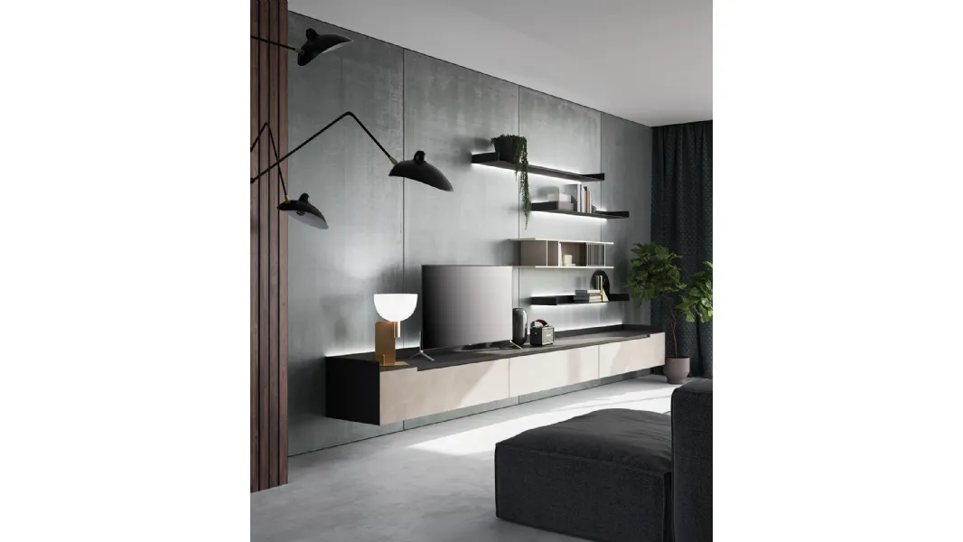 Parete attrezzata Slim Up Comp 03 Resina Tortora di Dall'Agnese