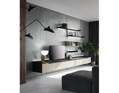 Parete attrezzata Slim Up Comp 03 Resina Tortora di Dall'Agnese