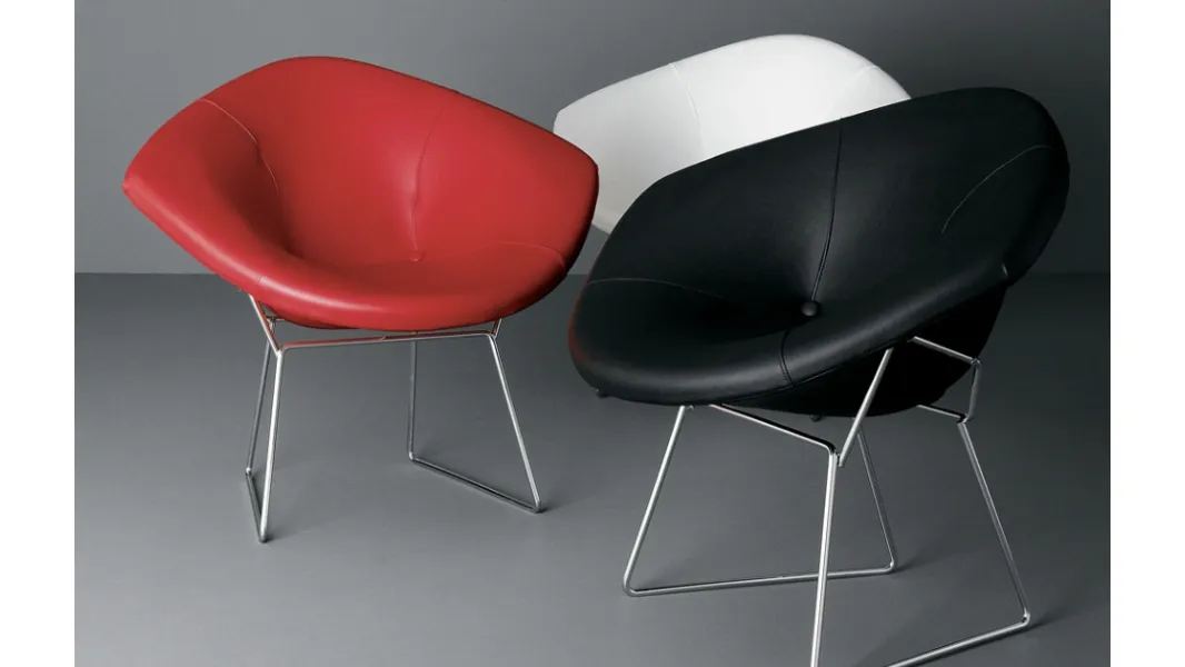 Poltroncina di design in pelle con base in metallo Gipsy di Deas